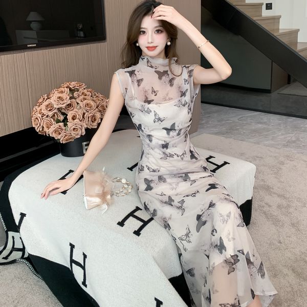 Chinese style Summer Slim Sleeveless Long dress