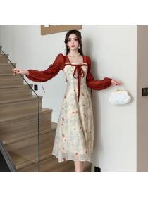 Chinese style Spring fashion Long sleeve dress 