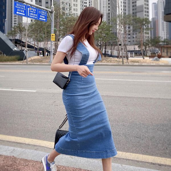 Korea style Casual Split Denim Dress