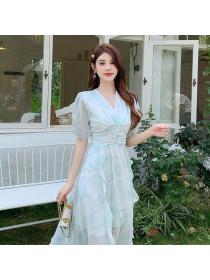 Korea style V neck Chiffon Dress for women