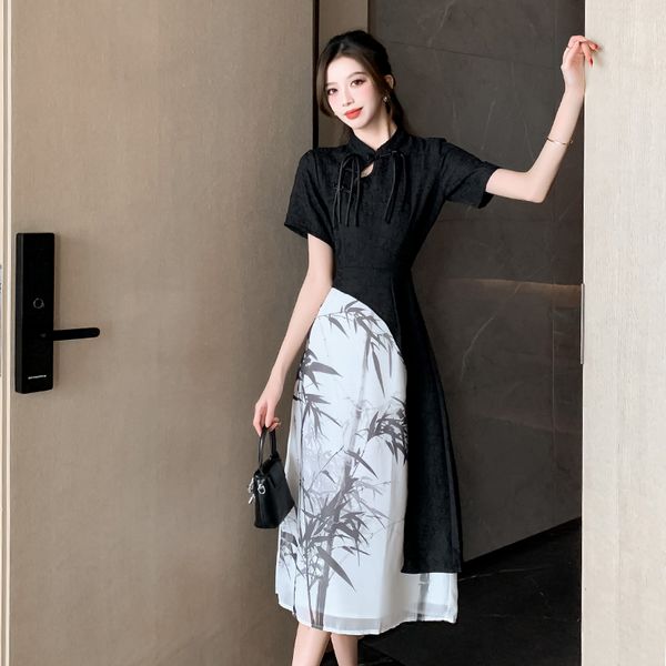 Chinese style fashion Retro style Sexy Short sleeve dress 