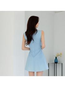 Korea style V neck Loose Sleeveless dress 