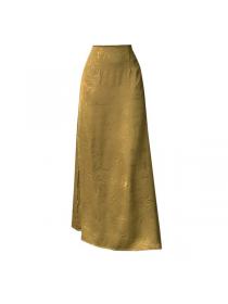 Vintage style Summer Fashion Satin Long skirt 
