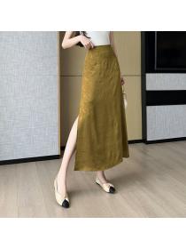 Vintage style Summer Fashion Satin Long skirt 