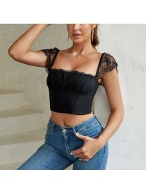 Outlet hot style Summer Sexy Lace Corset Black Top