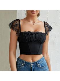 Outlet hot style Summer Sexy Lace Corset Black Top