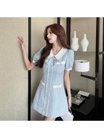 Korea style Summer Slim Elegant A-line dress 