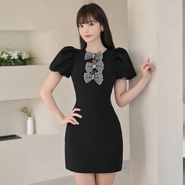 Korea style Summer Puff sleeve Slim dress