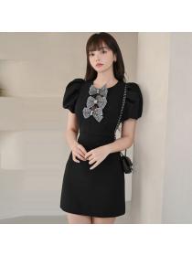 Korea style Summer Puff sleeve Slim dress 