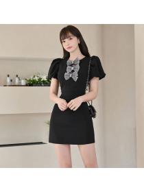 Korea style Summer Puff sleeve Slim dress 