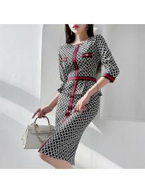 Korea style Summer Elegant Printed Dress for women
