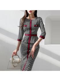 Korea style Summer Elegant Printed Dress for women