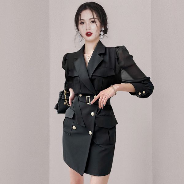 Korea style Suit collar OL Dress