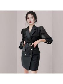 Korea style Suit collar OL Dress 