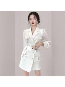 Korea style Suit collar OL Dress 