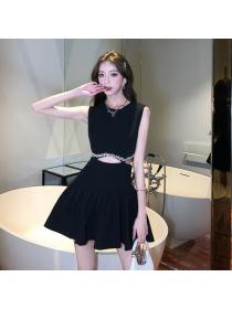 Korea fashion Summer Cutout style Sleeveless A-line dress 