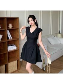 Korea fashion Summer V neck Sweet A-line dress 