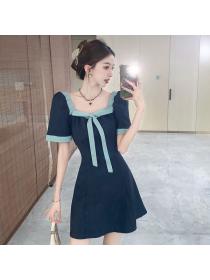 Summer fashion Square neck A-line dress for women