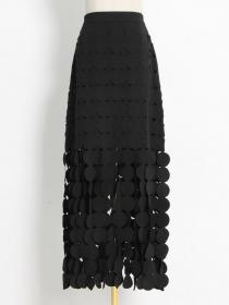 European fashion Cutout style Long Tassel skirt 