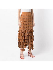European fashion Cutout style Long Tassel skirt 