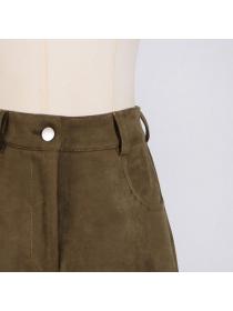 European style Preasonality Pocket High waist Skirt