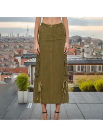 European style Preasonality Pocket High waist Skirt