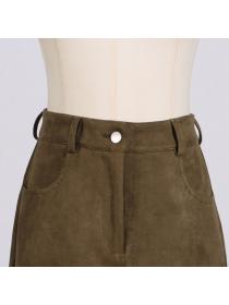 European style Preasonality Pocket High waist Skirt