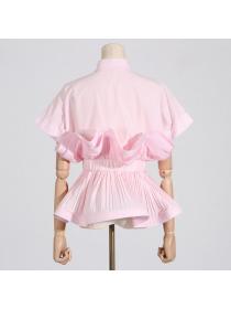 European style Fashion Luxury Solid color Blouse 