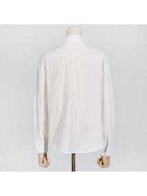 European fashion Cutout style Casual Long sleeve blouse 
