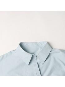European fashion Dew shoulder Simple Solid color Blouse 