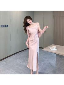 Korea style Fashion Summer Solid color Strap dress 