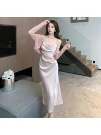 Korea style Summer fashion Split strap dress 