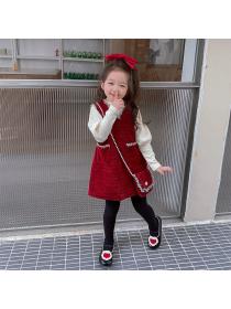 Korea style Winter fashion Puff sleeve 2pcs dress 