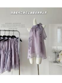 Korea style Fashion Purple Sleeveless dress 