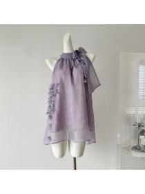 Korea style Fashion Purple Sleeveless dress 