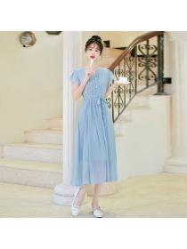 Korea style Elegant Loose Short sleeve dress 