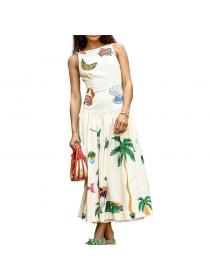 European style Summer Fashion Printed Sleeveless dress 