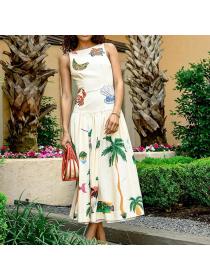 European style Summer Fashion Printed Sleeveless dress 