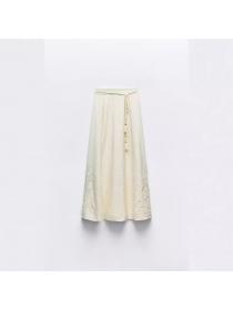 European style Summer Fashion Sling top+Embroidery Long skirt