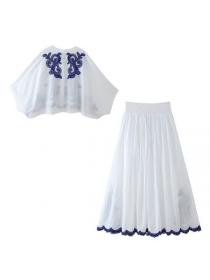 European style Summer Embroidery Blouse+Fashion Skirt