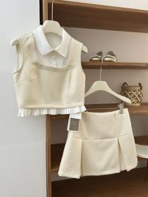 Korea style Square neck Top+Short skirt