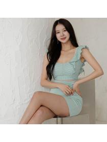 Korea style Summer Sexy Slim Square neck Dress