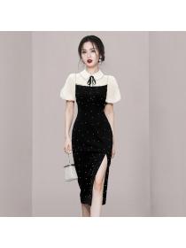 Korea style Elegant Fashion Lantern sleeve Dress for women