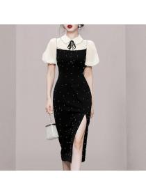 Korea style Elegant Fashion Lantern sleeve Dress for women