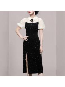 Korea style Elegant Fashion Lantern sleeve Dress for women