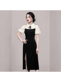 Korea style Elegant Fashion Lantern sleeve Dress for women