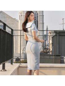 Korea style Elegant Slim Hip-full dress for women