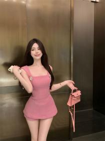 Korea style Sexy Square neck Sleeveless Top+Shorts