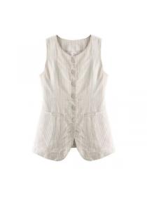 European style V collar Stripe Vest 