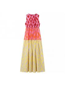 European style Halter neck Printed Sleeveless Dress 